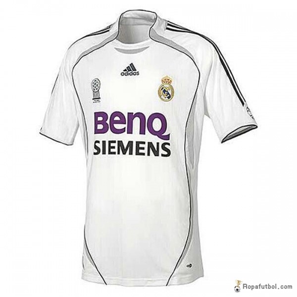 Camiseta Real Madrid Replica Primera Ropa Retro 2006 7 Blanco